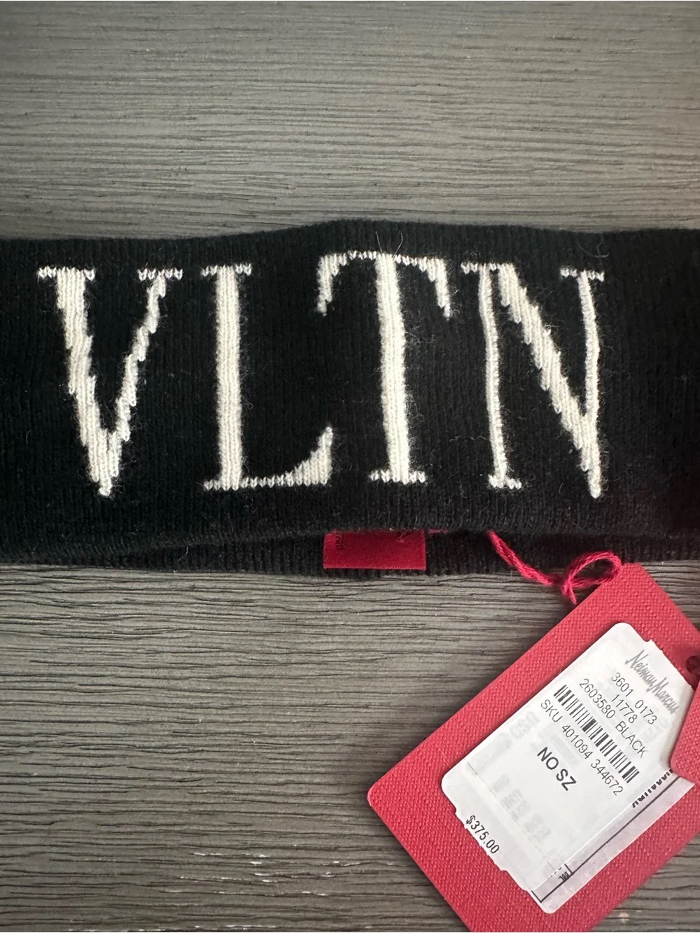 Valentino Black VLTN Knit Headband with White Logo